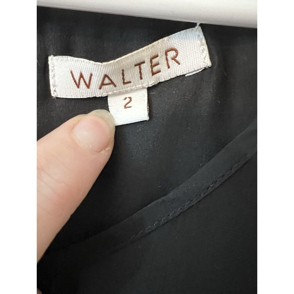 WALTER Women's Sz 2‎ 100% Silk Black Sleeveless Top Sequence Party Old Money - Picture 7 of 12